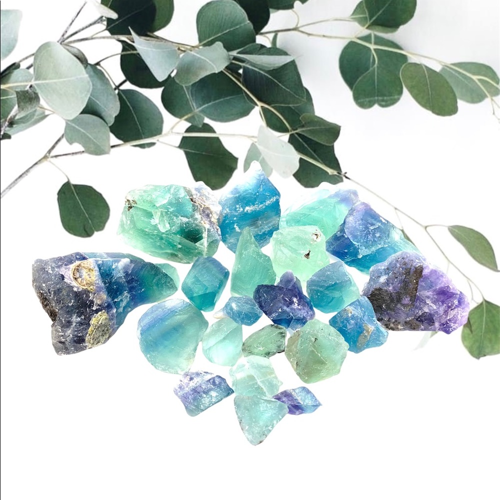 Fluorite Raw Crystal Stone 2pc Set